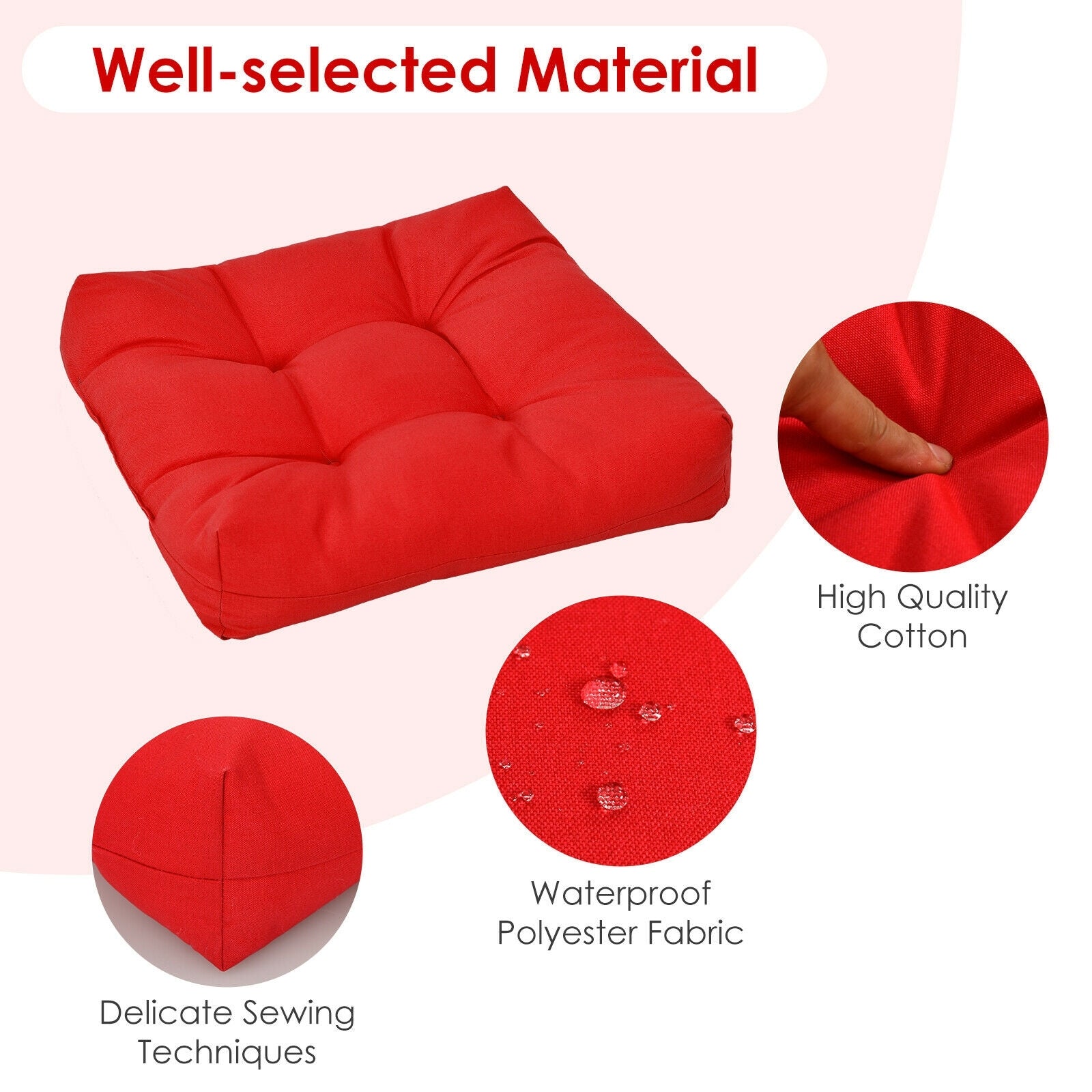 21 Inch x 21 Inch Patio Chair Cushion, Indoor Outdoor, Red Outdoor Furniture Accessories at Gallery Canada