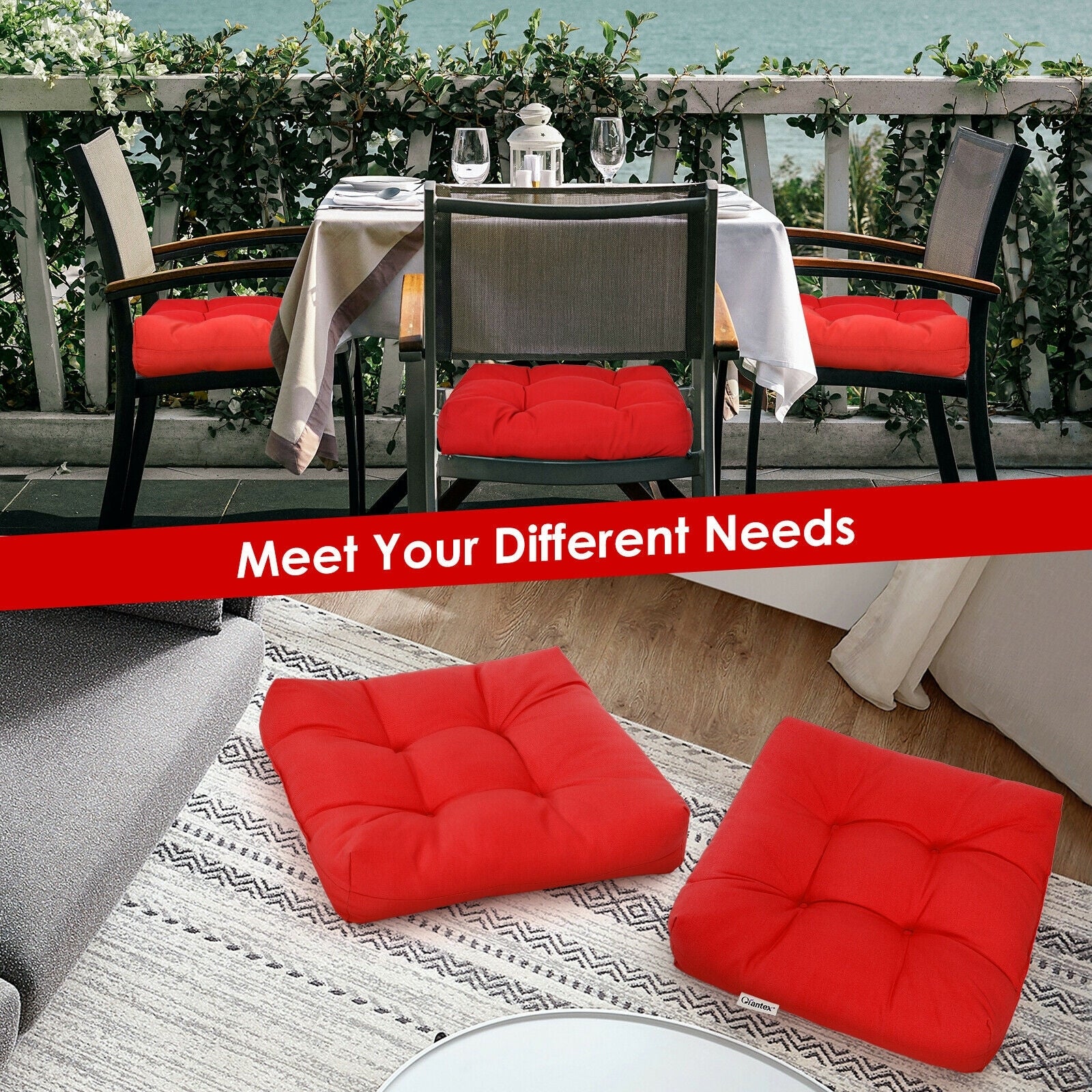 21 Inch x 21 Inch Patio Chair Cushion, Indoor Outdoor, Red Outdoor Furniture Accessories at Gallery Canada