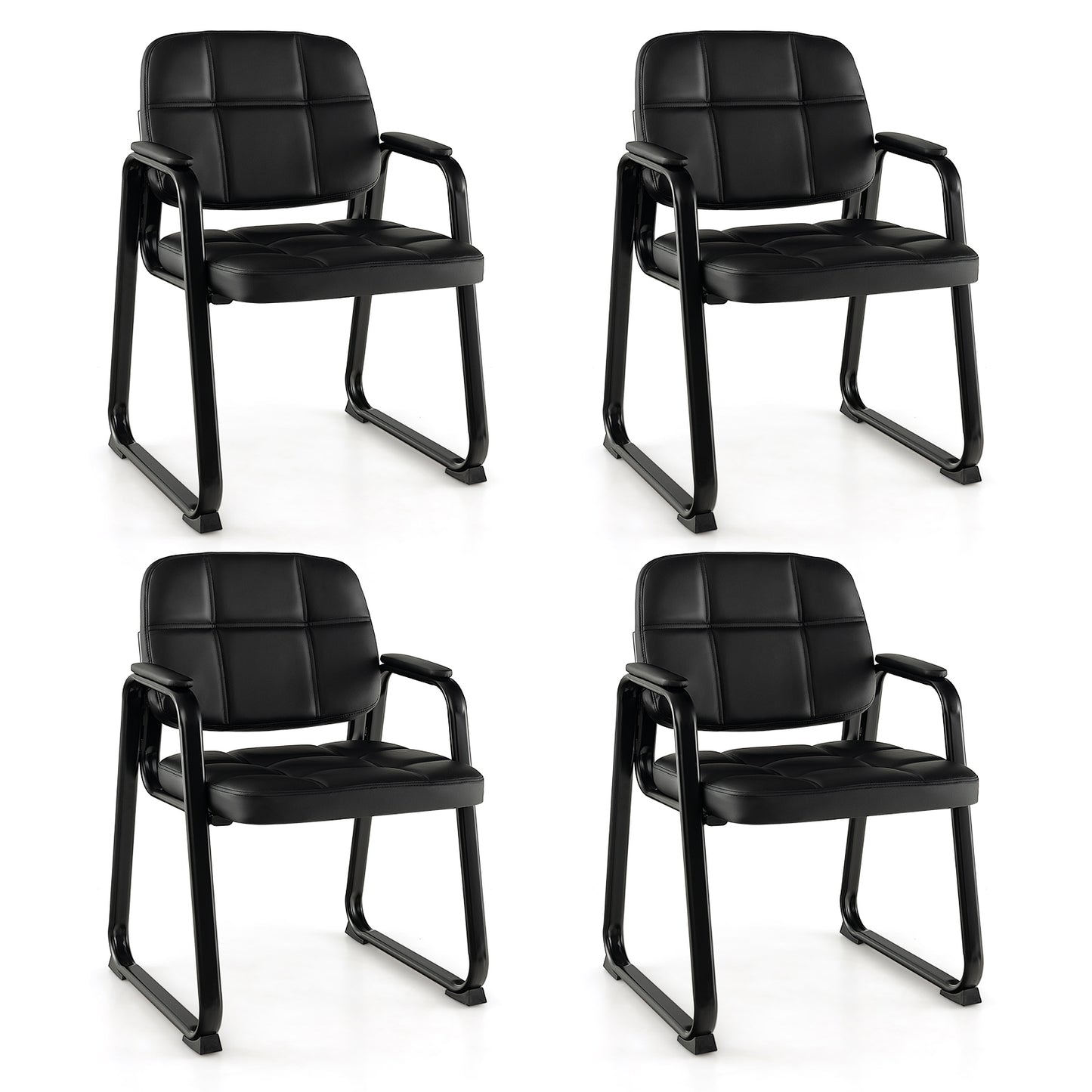 Set Of 4 Upholstered Waiting Room Chairs, Black Conference Chairs at Gallery Canada