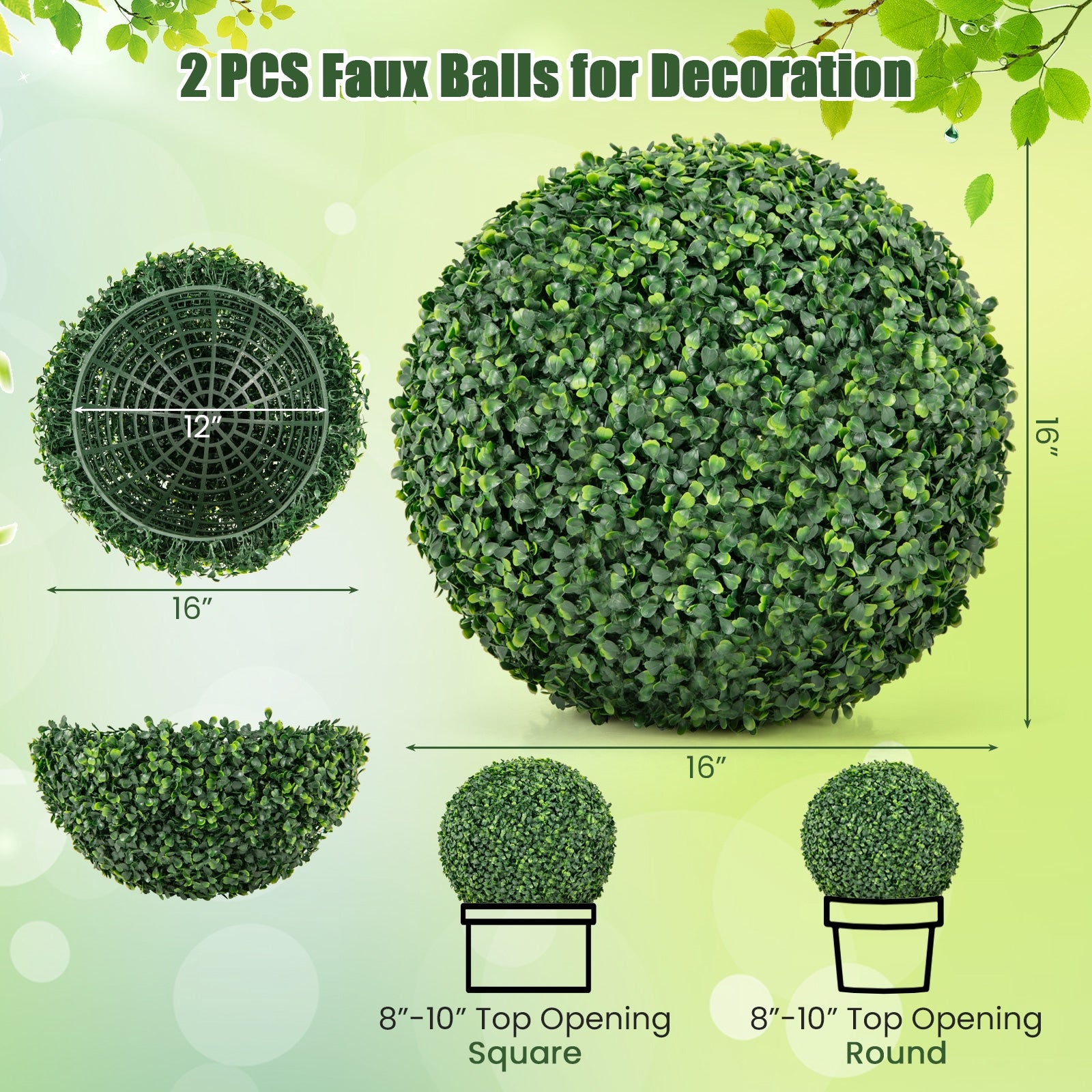 Artificial Boxwood Topiary Ball, 16/20 Inches, For Patio Garden Faux Plants at Gallery Canada