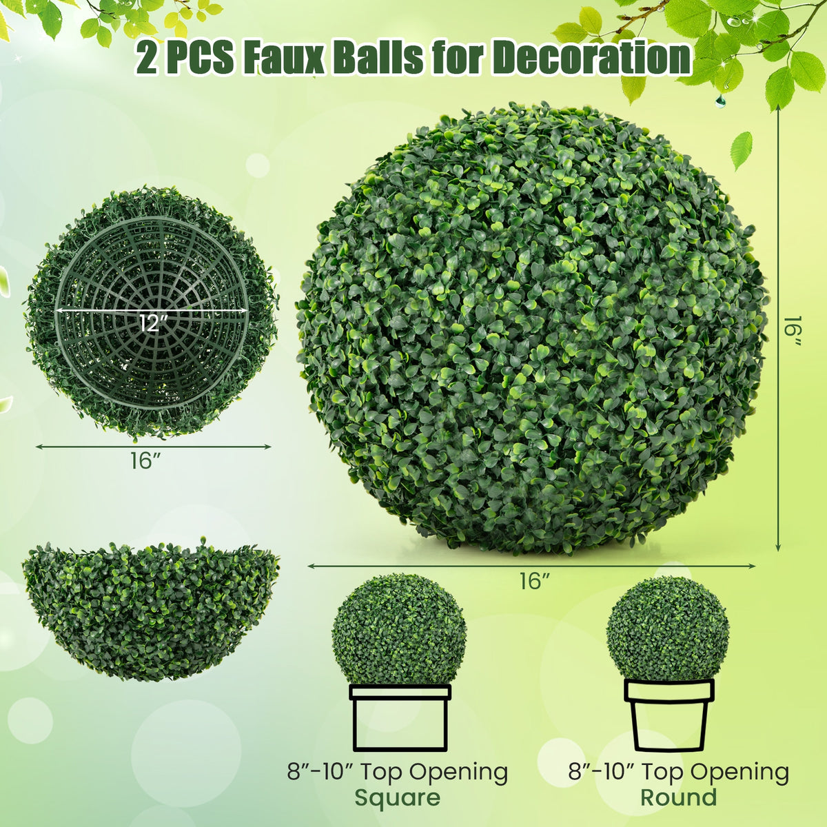 Artificial Boxwood Topiary Ball, 16/20 Inches, For Patio Garden Faux Plants at Gallery Canada