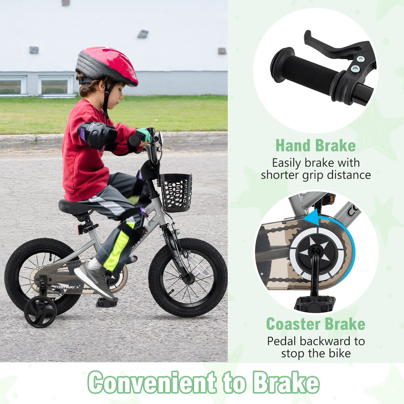 12 Inch Kids Bike, Adjustable, Transparent Chain Cover, 3-4 Years, Silver Kids Bike at Gallery Canada