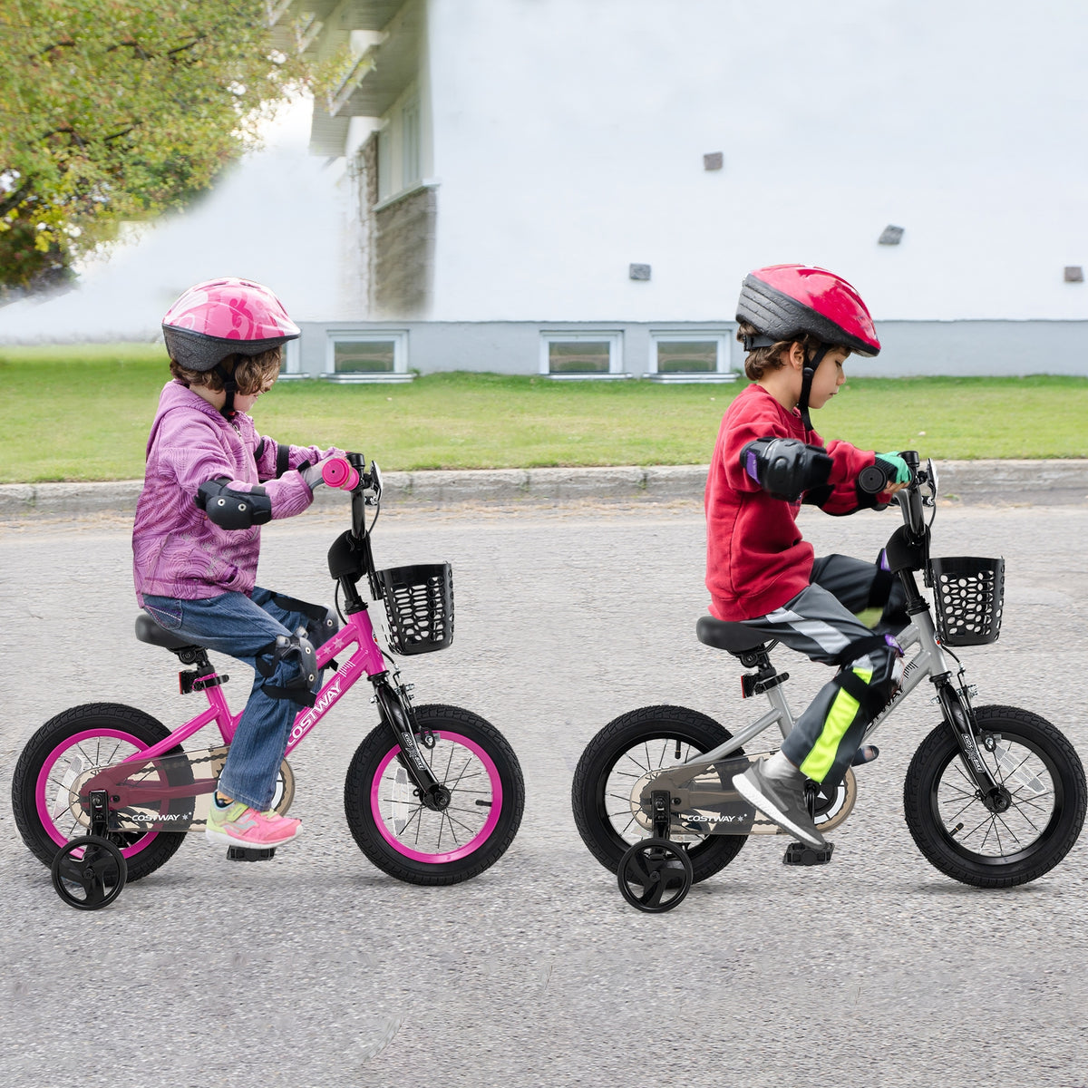 14 Inch Kids Bike, Adjustable, Transparent Chain Cover, 4-5 Years, Silver Kids Bike at Gallery Canada