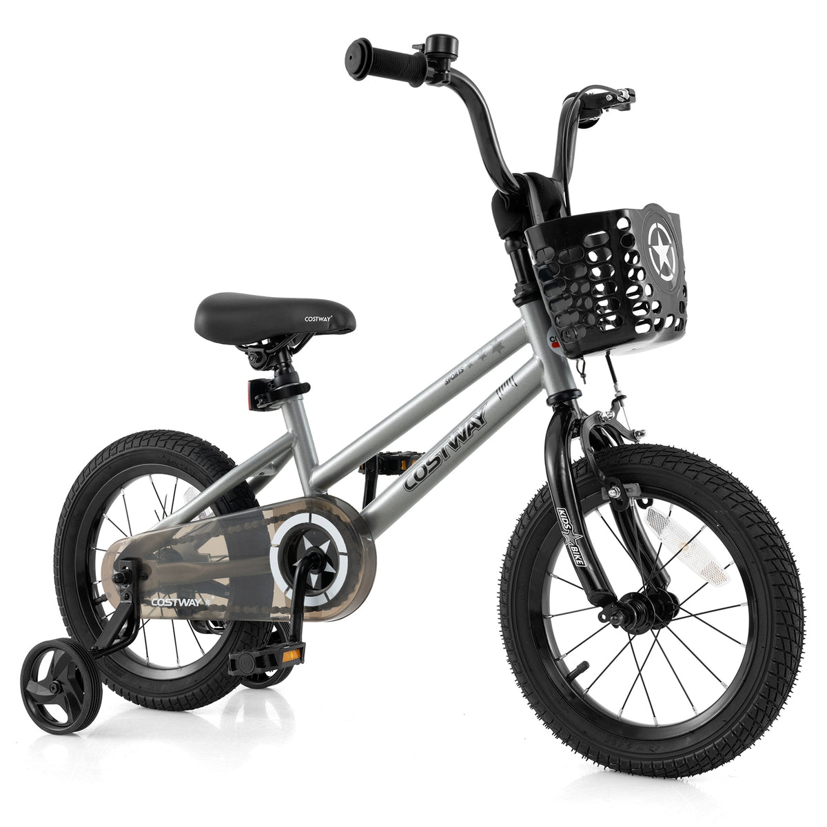 14 Inch Kids Bike, Adjustable, Transparent Chain Cover, 4-5 Years, Silver Kids Bike at Gallery Canada