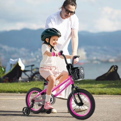 14 Inch Kids Bike, Adjustable, Front Basket, Ages 4-5, Pink Kids Bike at Gallery Canada