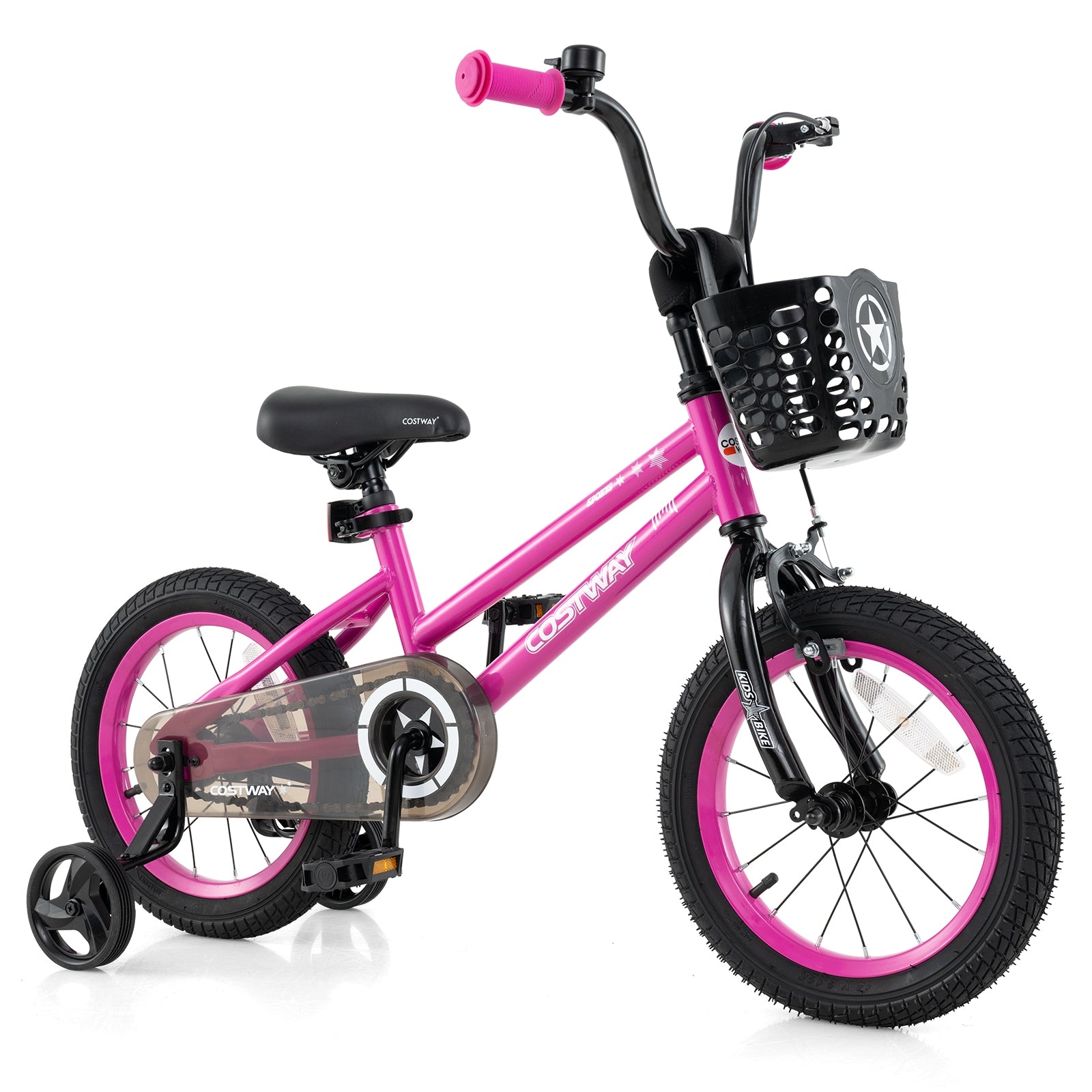 14 Inch Kids Bike, Adjustable, Front Basket, Ages 4-5, Pink Kids Bike at Gallery Canada