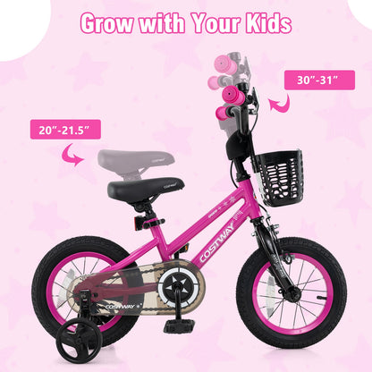14 Inch Kids Bike, Adjustable, Front Basket, Ages 4-5, Pink Kids Bike at Gallery Canada