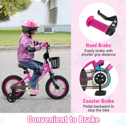 14 Inch Kids Bike, Adjustable, Front Basket, Ages 4-5, Pink Kids Bike at Gallery Canada