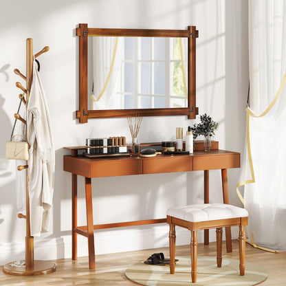 Wood Framed Mirror, Acacia Wood Frame, Vintage Rivet Design, Brown-L, Brown Wall Mirrors at Gallery Canada