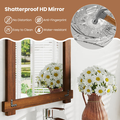 Wood Framed Mirror, Acacia Wood Frame, Vintage Rivet Design, Brown-L, Brown Wall Mirrors at Gallery Canada