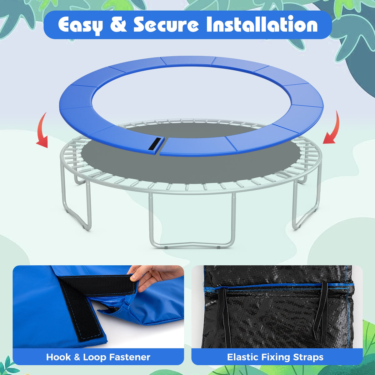 12 Feet Trampoline Pad Replacement, Safety Pad With Fixing Straps, Blue Trampoline Accessories at Gallery Canada