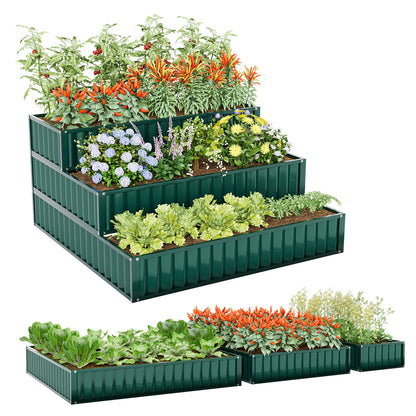 Heavy-Duty Metal Outdoor 3-Tier Raised Garden Bed Planter Box, Green Raised Garden Beds at Gallery Canada