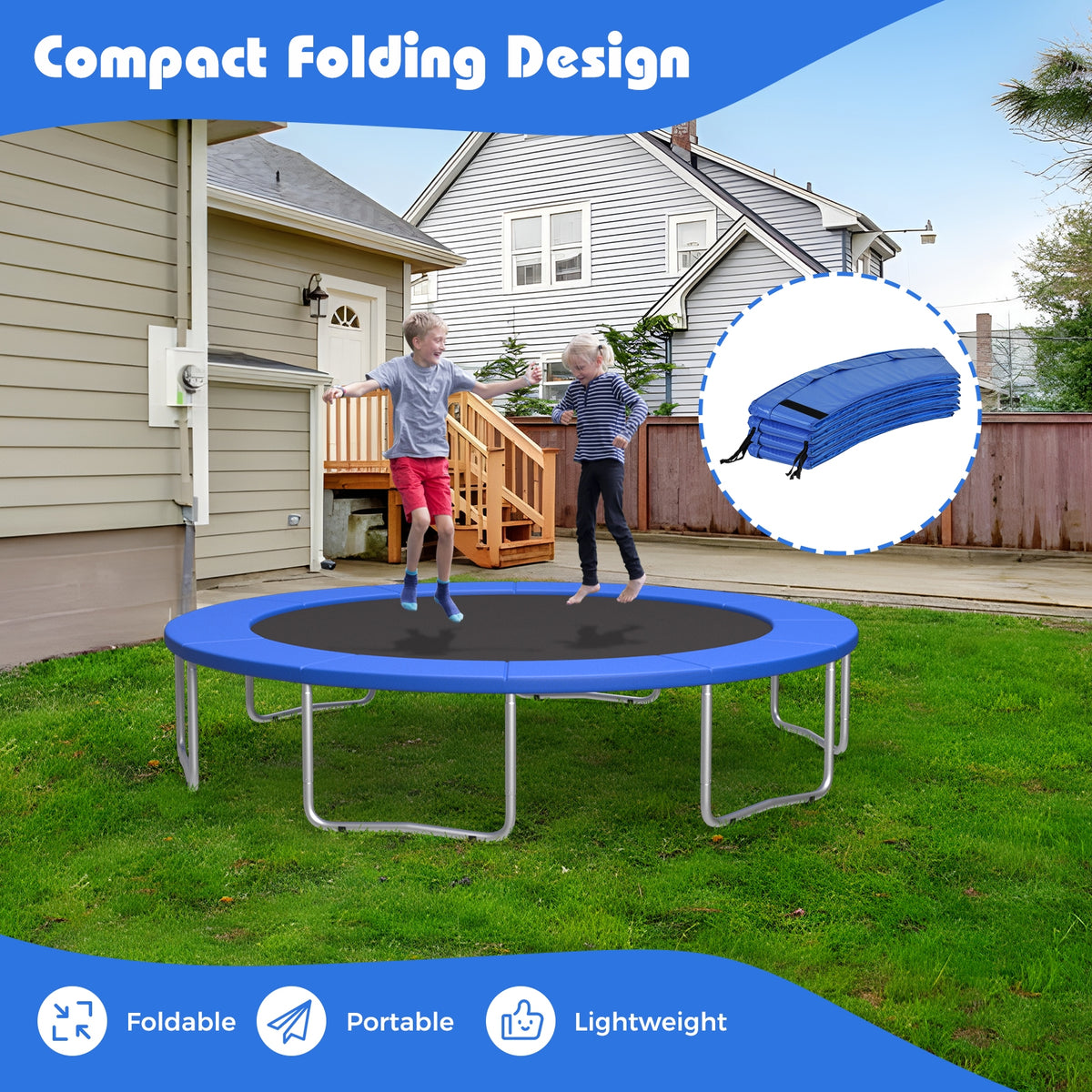 12 Feet Trampoline Pad Replacement, Safety Pad With Fixing Straps, Blue Trampoline Accessories at Gallery Canada