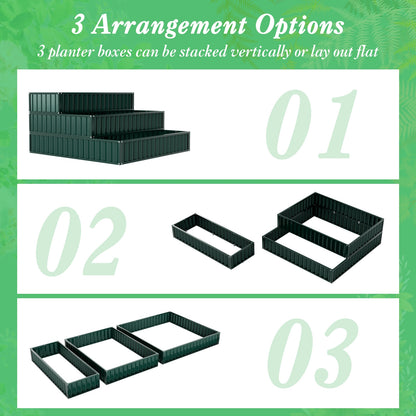 Heavy-Duty Metal Outdoor 3-Tier Raised Garden Bed Planter Box, Green Raised Garden Beds at Gallery Canada