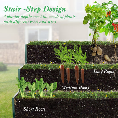 Heavy-Duty Metal Outdoor 3-Tier Raised Garden Bed Planter Box, Green Raised Garden Beds at Gallery Canada