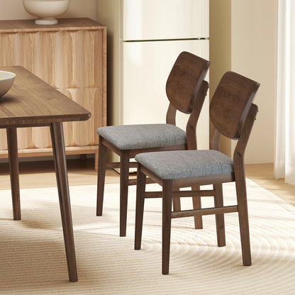 Farmhouse Upholstered Kitchen Chairs Set of 2, Rubber Wood Frame, Gray Dining Chairs at Gallery Canada