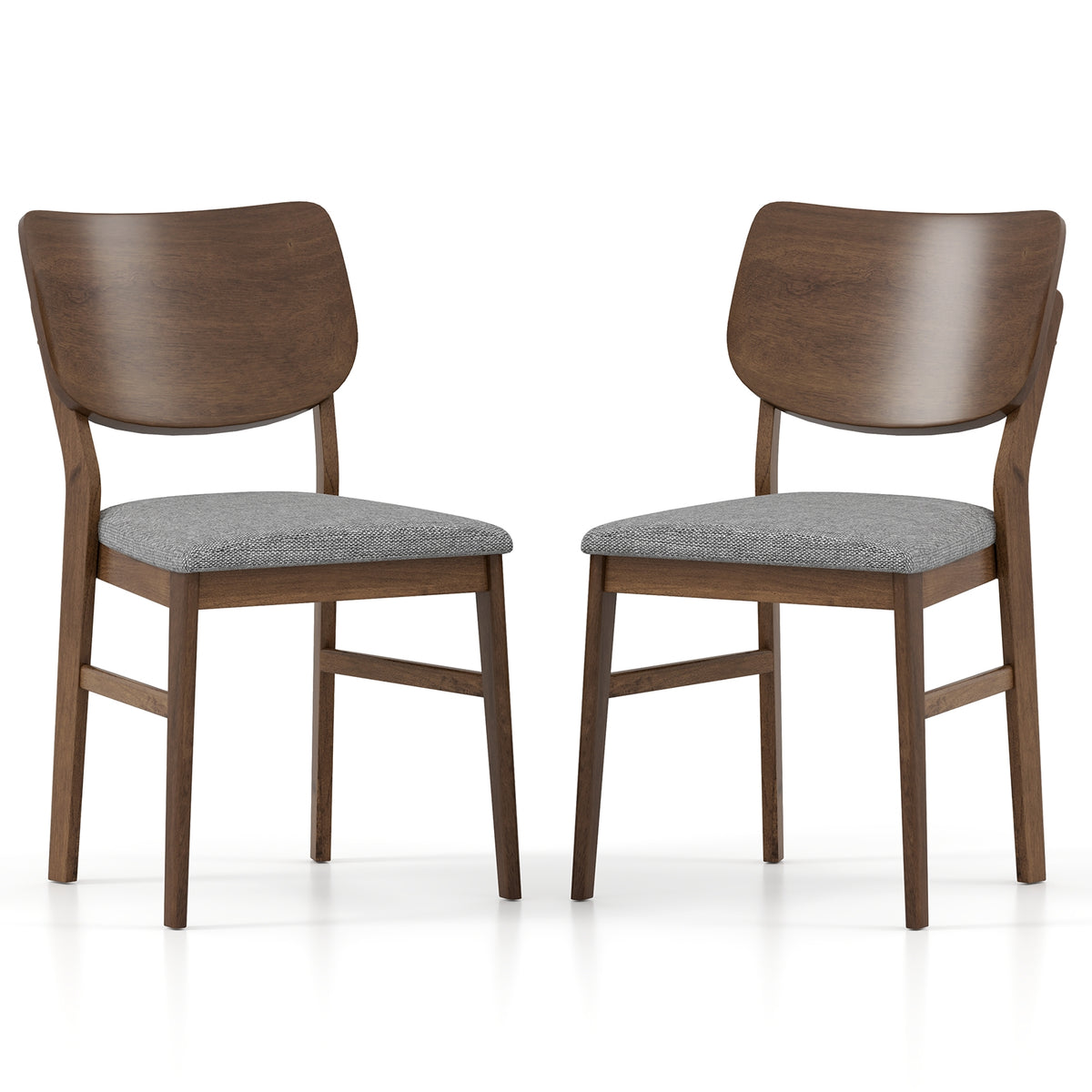Farmhouse Upholstered Kitchen Chairs Set of 2, Rubber Wood Frame, Gray Dining Chairs at Gallery Canada