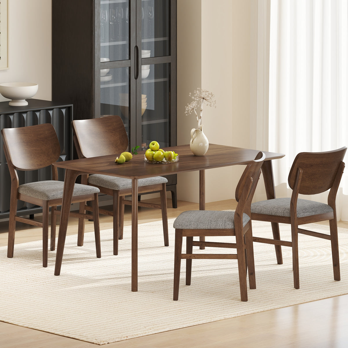 Farmhouse Upholstered Kitchen Chairs Set of 2, Rubber Wood Frame, Gray Dining Chairs at Gallery Canada