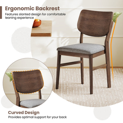 Farmhouse Upholstered Kitchen Chairs Set of 2, Rubber Wood Frame, Gray Dining Chairs at Gallery Canada