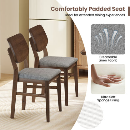 Farmhouse Upholstered Kitchen Chairs Set of 2, Rubber Wood Frame, Gray Dining Chairs at Gallery Canada