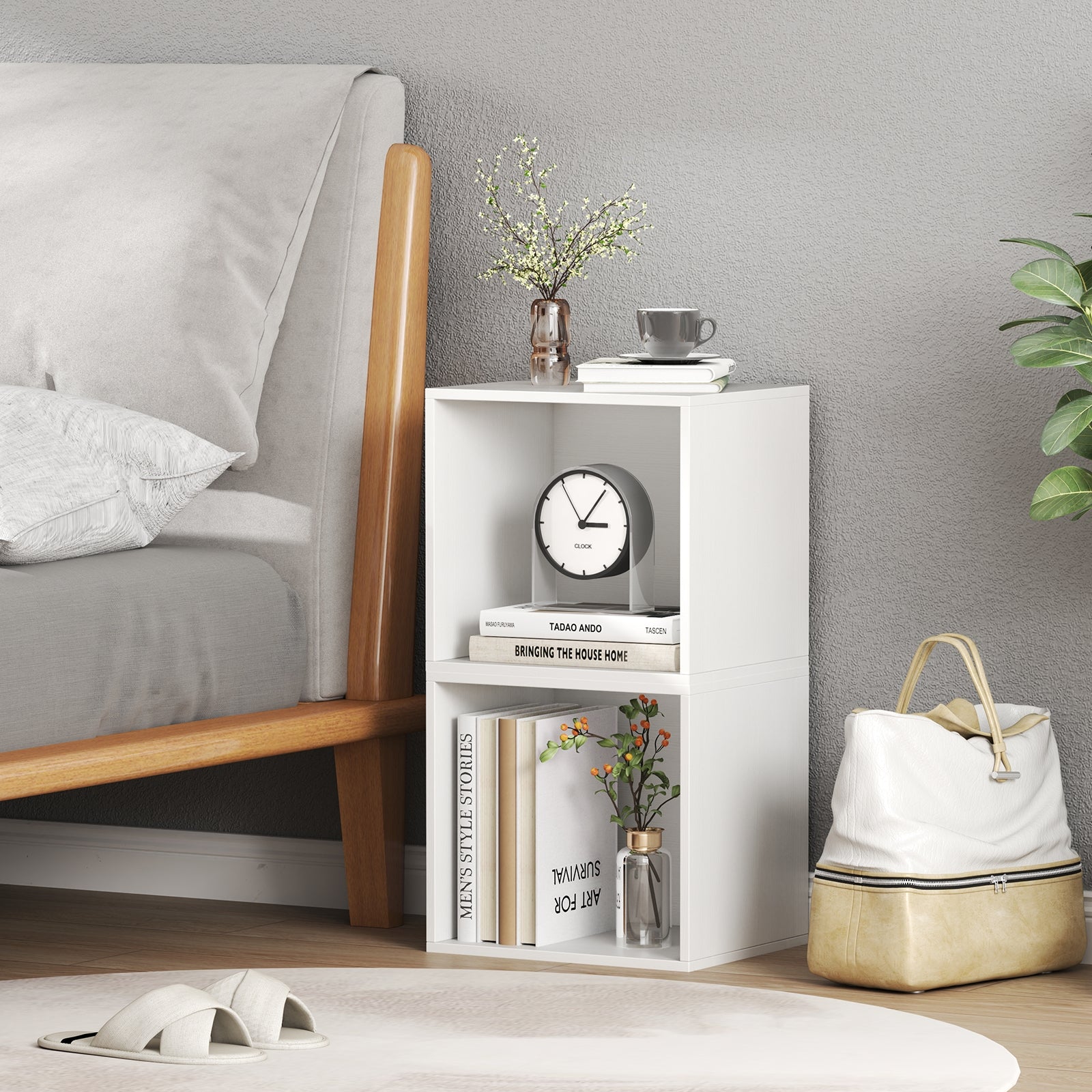 Cube Storage Organizer, Stackable Book Shelf, Wooden Display Unit, White Bookcases at Gallery Canada