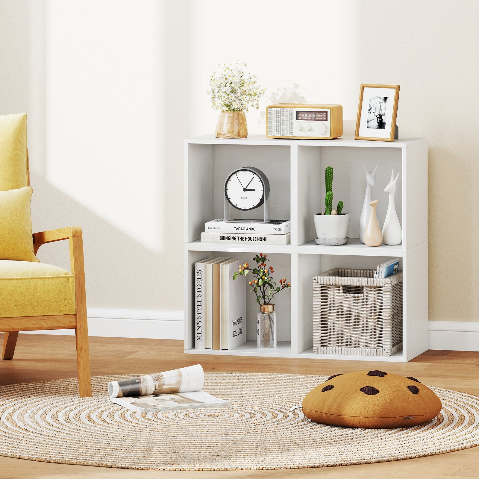 Cube Storage Organizer, Stackable Book Shelf, Wooden Display Unit, White Bookcases at Gallery Canada