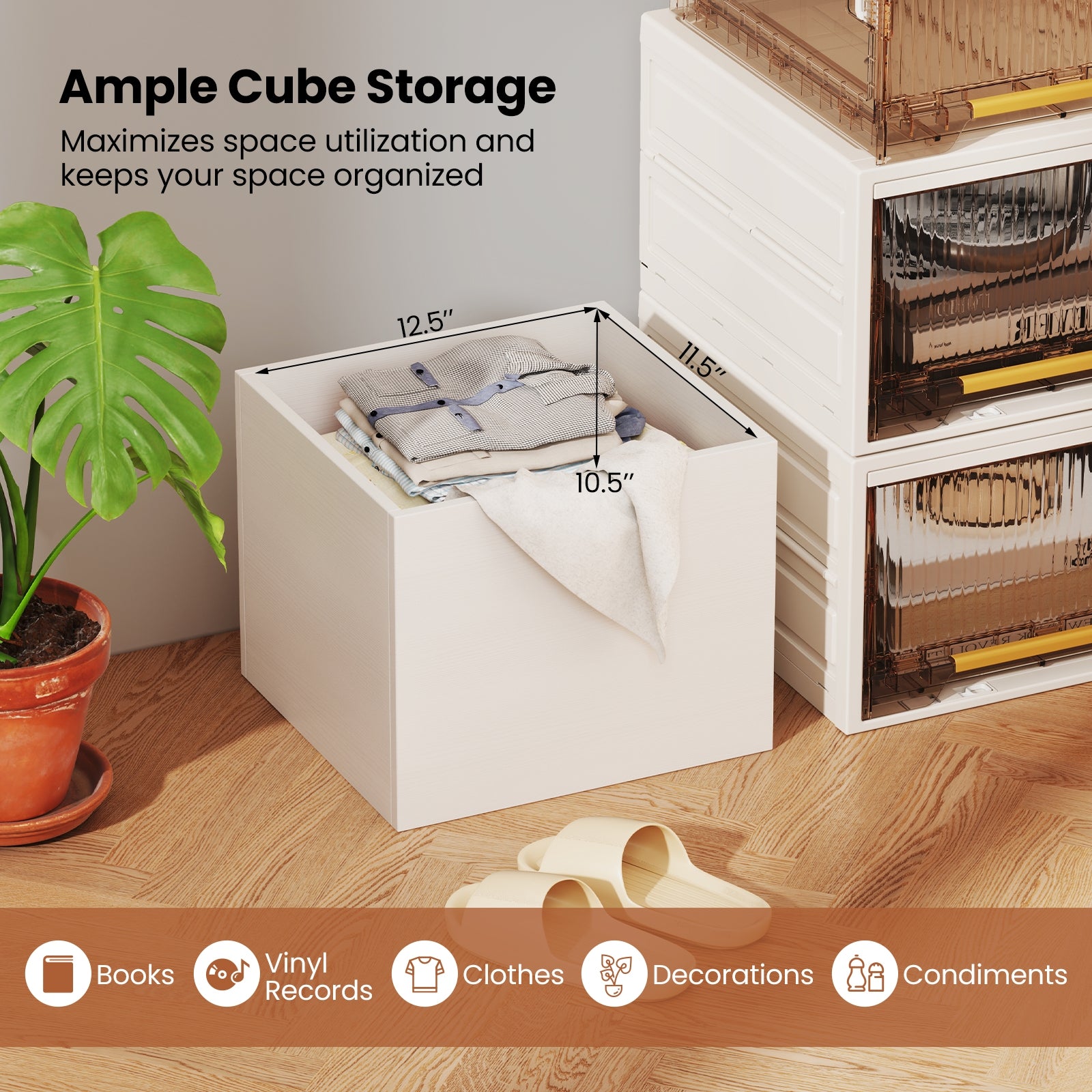 Cube Storage Organizer, Stackable Book Shelf, Wooden Display Unit, White Bookcases at Gallery Canada
