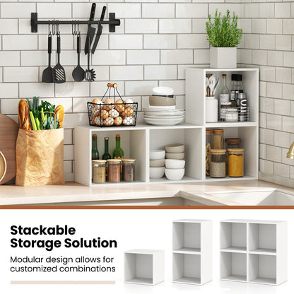 Cube Storage Organizer, Stackable Book Shelf, Wooden Display Unit, White Bookcases at Gallery Canada