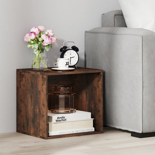 Cube Storage Organizer, Wooden Display Shelf, Rustic Brown