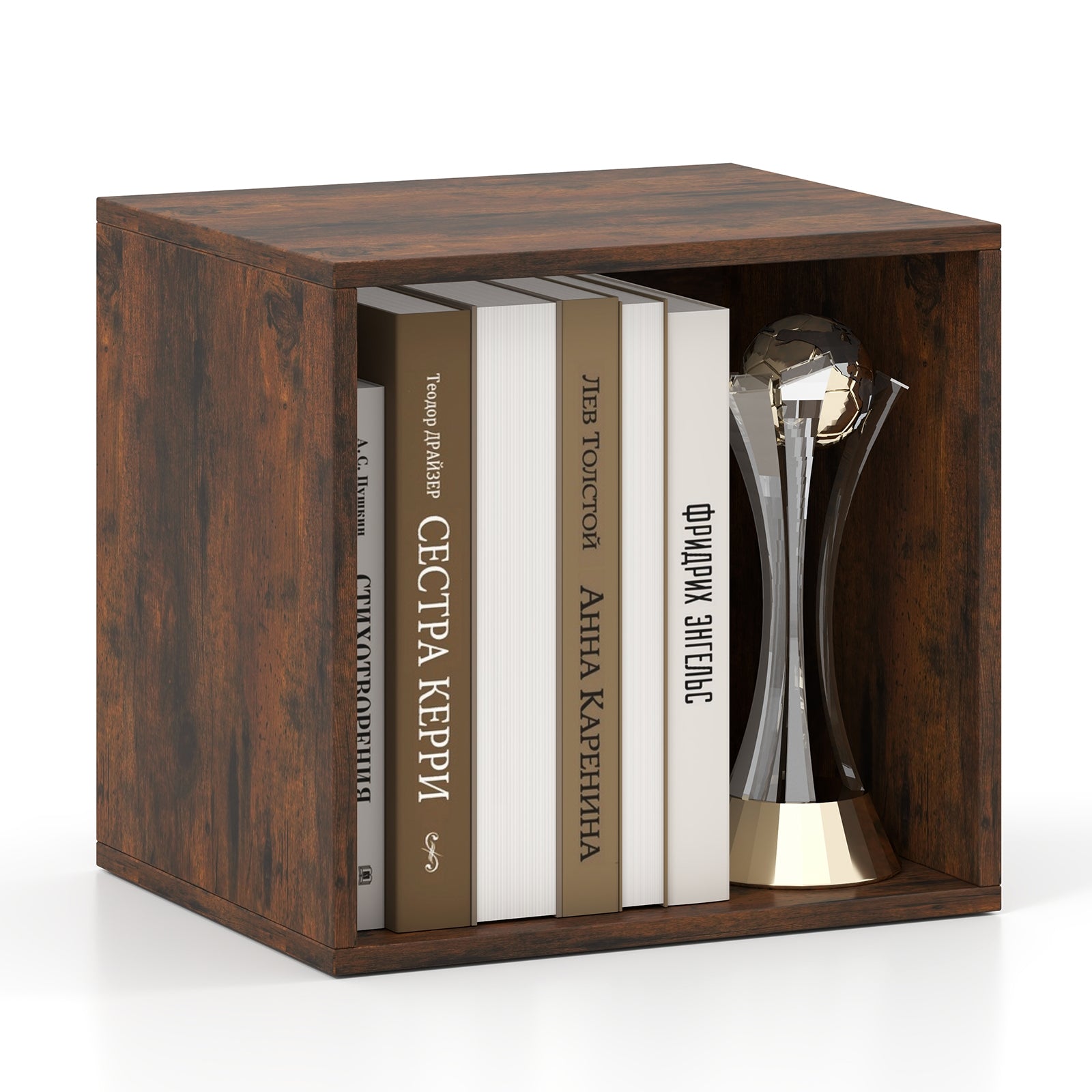 Cube Storage Organizer, Wooden Display Shelf, Rustic Brown Bookcases at Gallery Canada