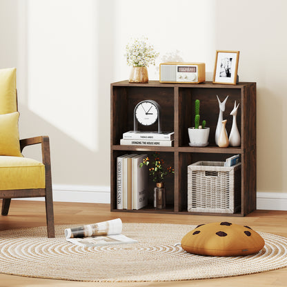 Cube Storage Organizer, Wooden Display Shelf, Rustic Brown Bookcases at Gallery Canada