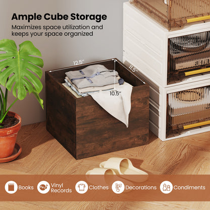 Cube Storage Organizer, Wooden Display Shelf, Rustic Brown Bookcases at Gallery Canada