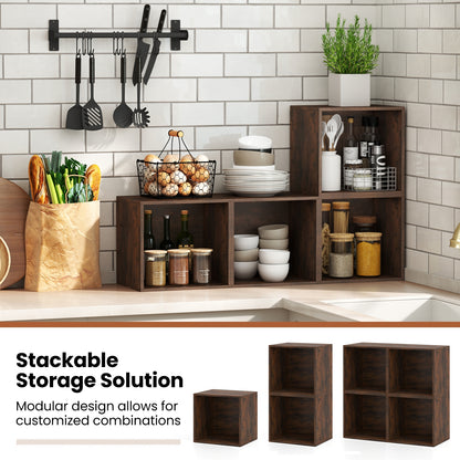 Cube Storage Organizer, Wooden Display Shelf, Rustic Brown Bookcases at Gallery Canada