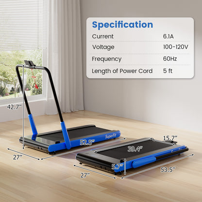3-In-1 3HP Folding Treadmill, Smart Apps Remote, Speakers, Navy Treadmills at Gallery Canada