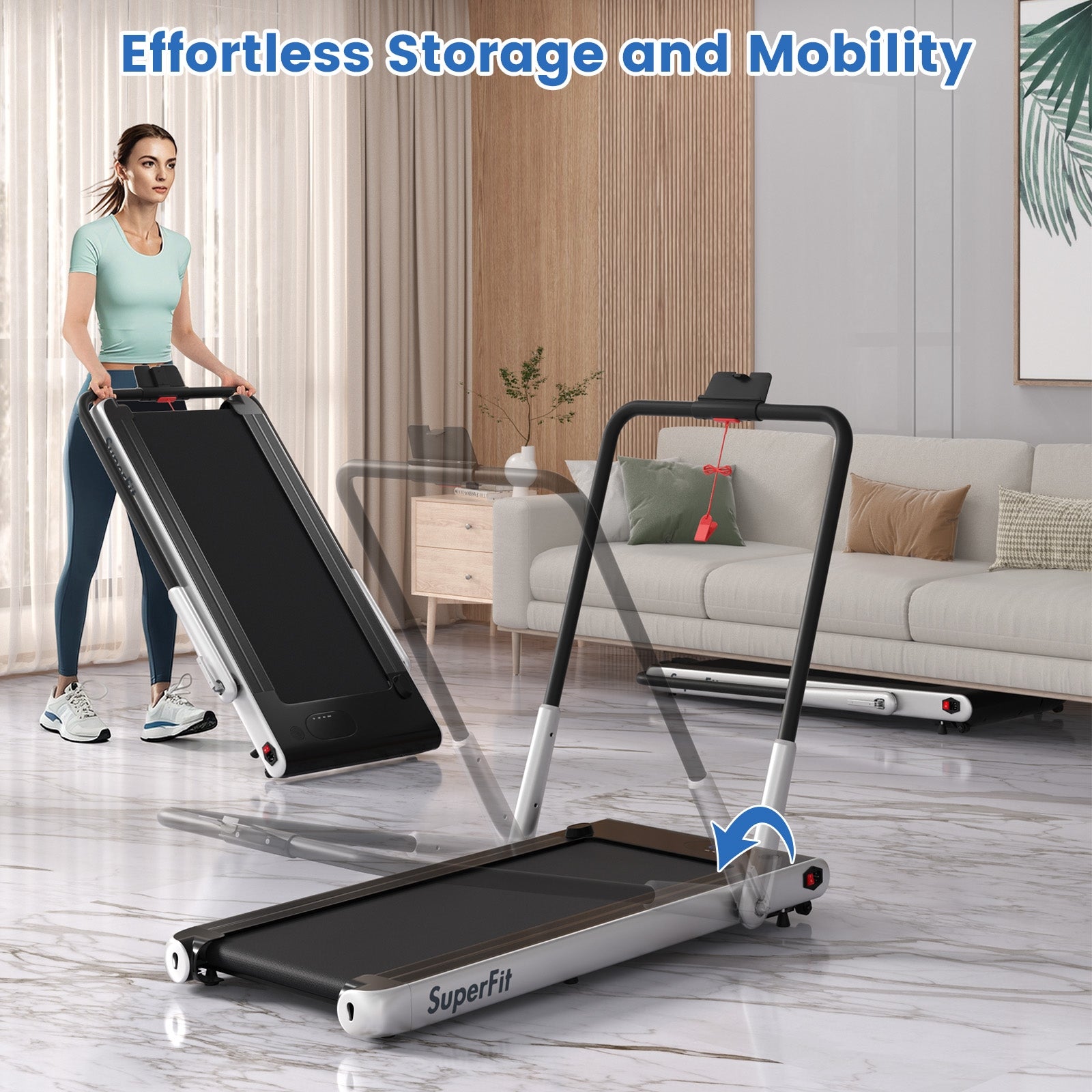 3HP Folding Treadmill, Smart Apps Remote Control, Silver Treadmills at Gallery Canada