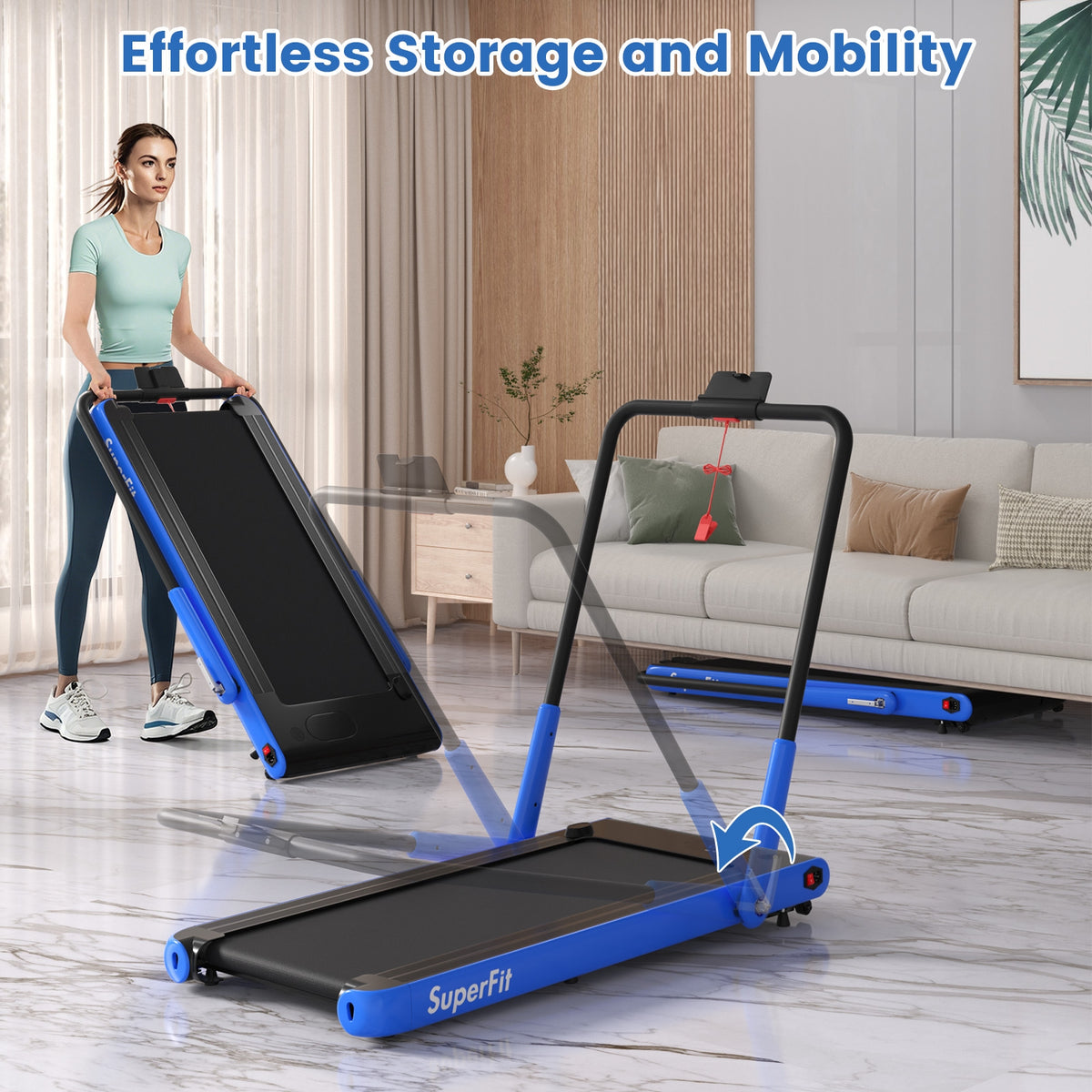 3-In-1 3HP Folding Treadmill, Smart Apps Remote, Speakers, Navy Treadmills at Gallery Canada