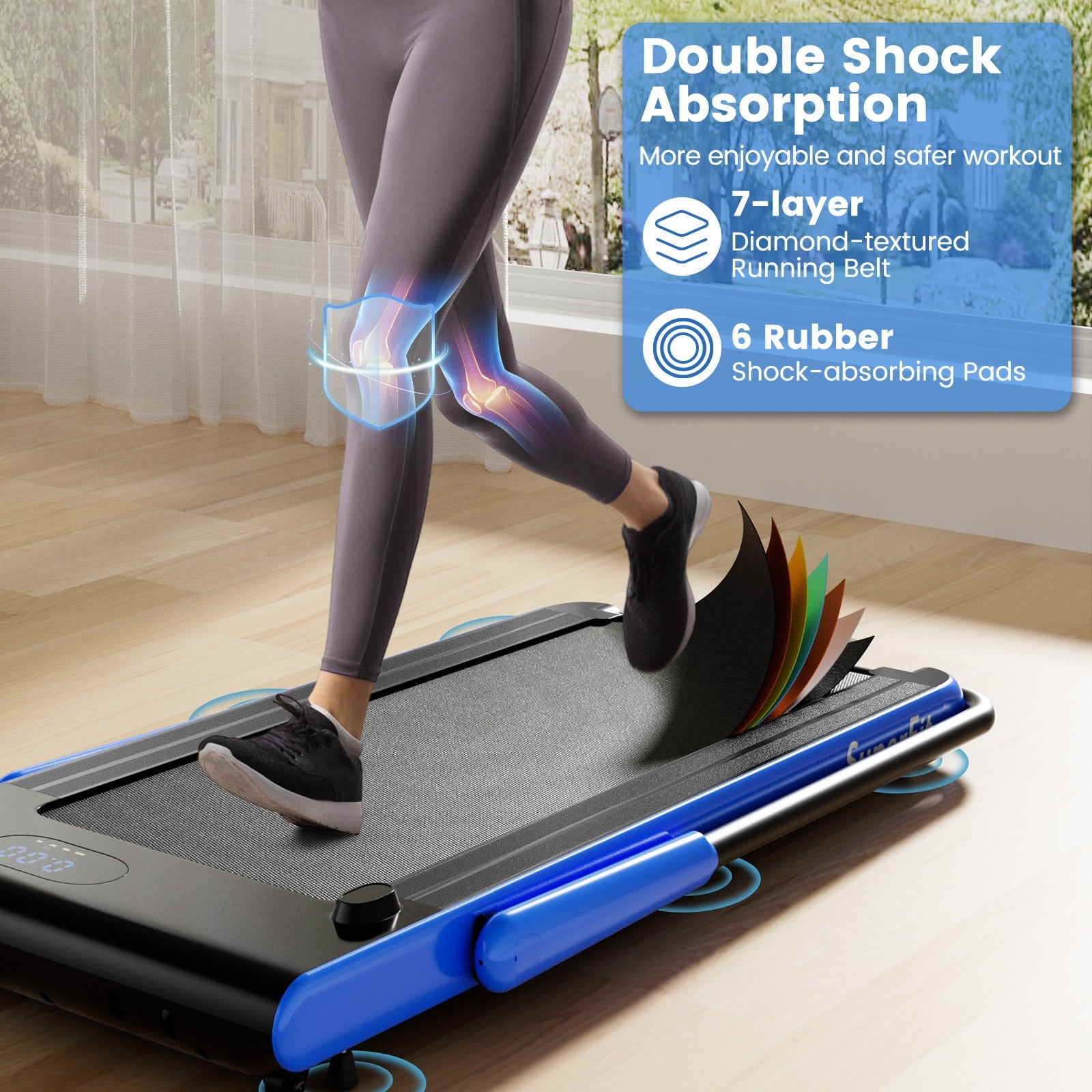 3-In-1 3HP Folding Treadmill, Smart Apps Remote, Speakers, Navy Treadmills at Gallery Canada