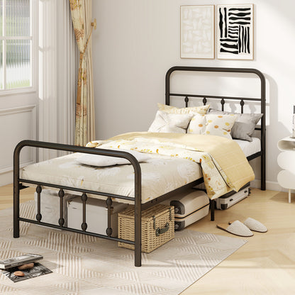 Twin Size Bed Frame With Headboard, Under Bed Storage, Black Simple Bed Frame at Gallery Canada