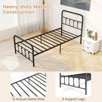 Twin Size Bed Frame With Headboard, Under Bed Storage, Black Simple Bed Frame at Gallery Canada