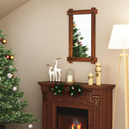 Wood Framed Mirror, Acacia Frame, Vintage Rivet Design, Brown-S, Brown Wall Mirrors at Gallery Canada