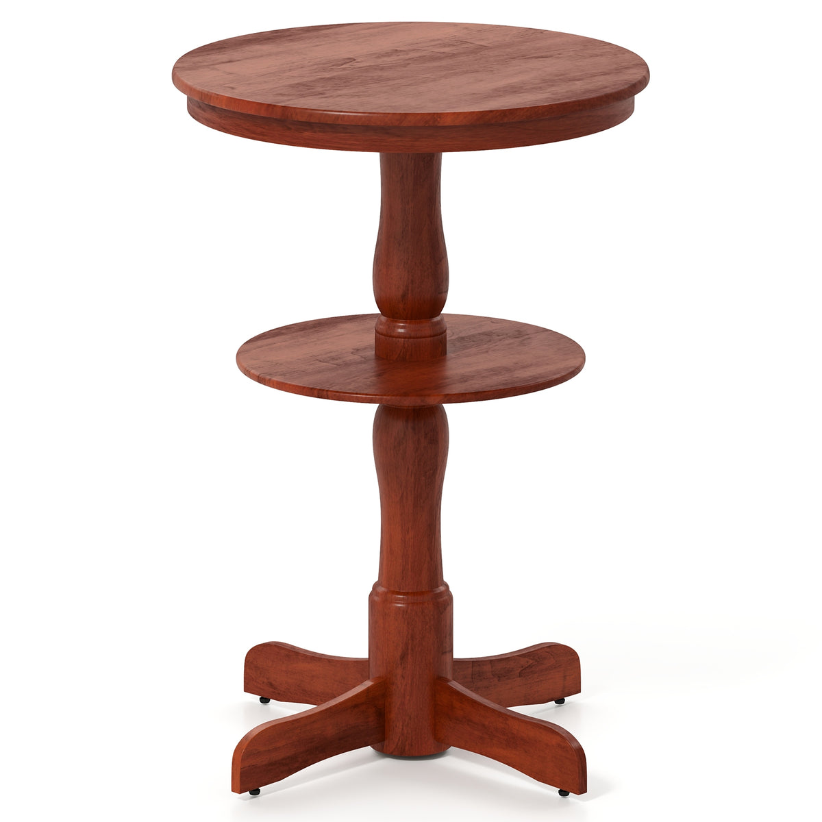 2-Tier Round High Top Bar Table, Storage Shelf, Pedestal Base, Espresso Patio Bar Furniture at Gallery Canada