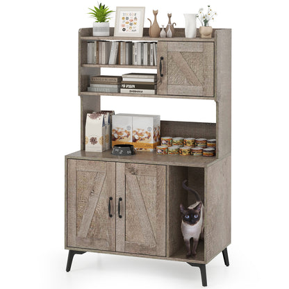Large Cat Litter Box Enclosure, Display Storage Shelves, Oak Cat Houses at Gallery Canada