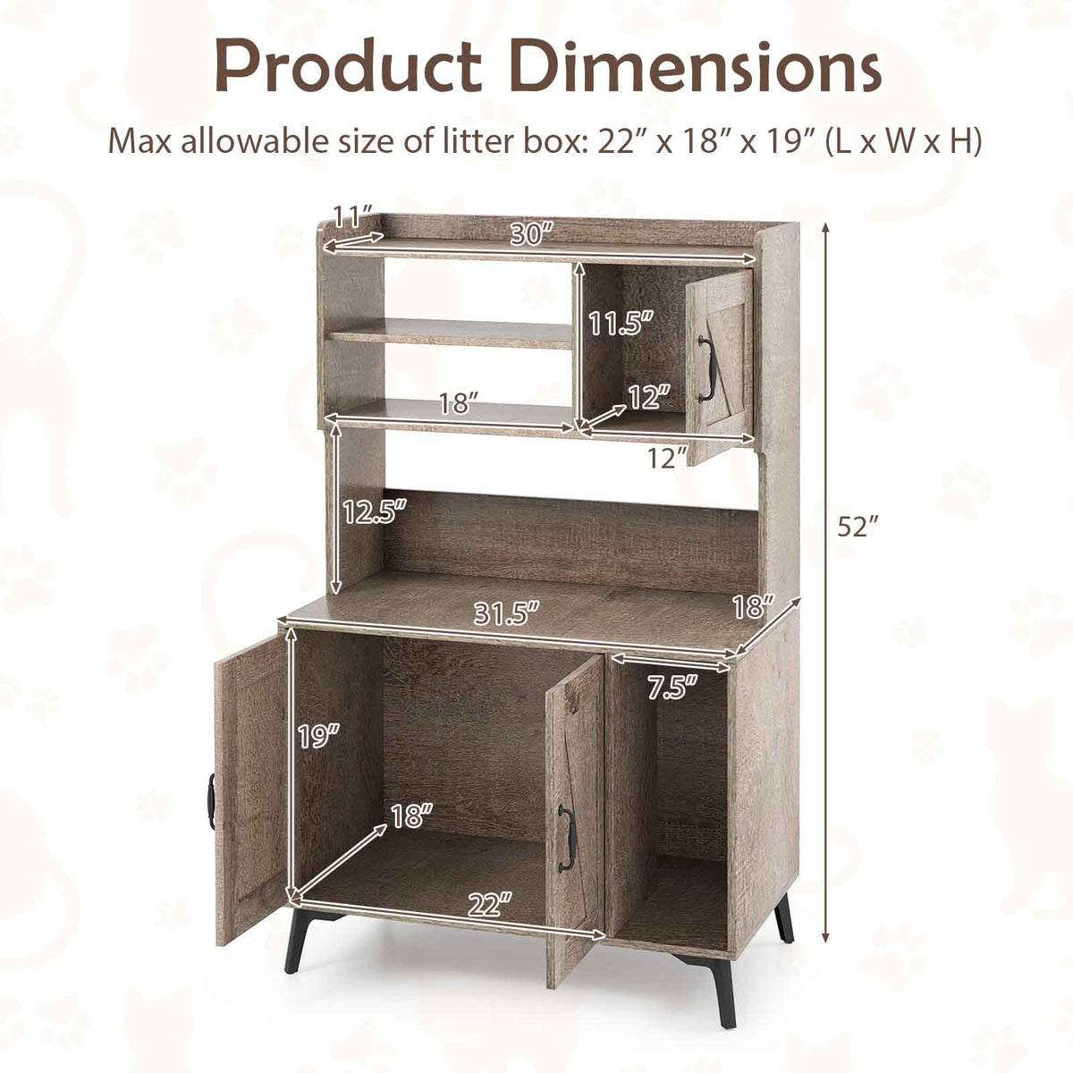 Large Cat Litter Box Enclosure, Display Storage Shelves, Oak Cat Houses at Gallery Canada