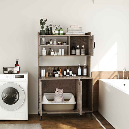 Large Cat Litter Box Enclosure, Display Storage Shelves, Oak Cat Houses at Gallery Canada