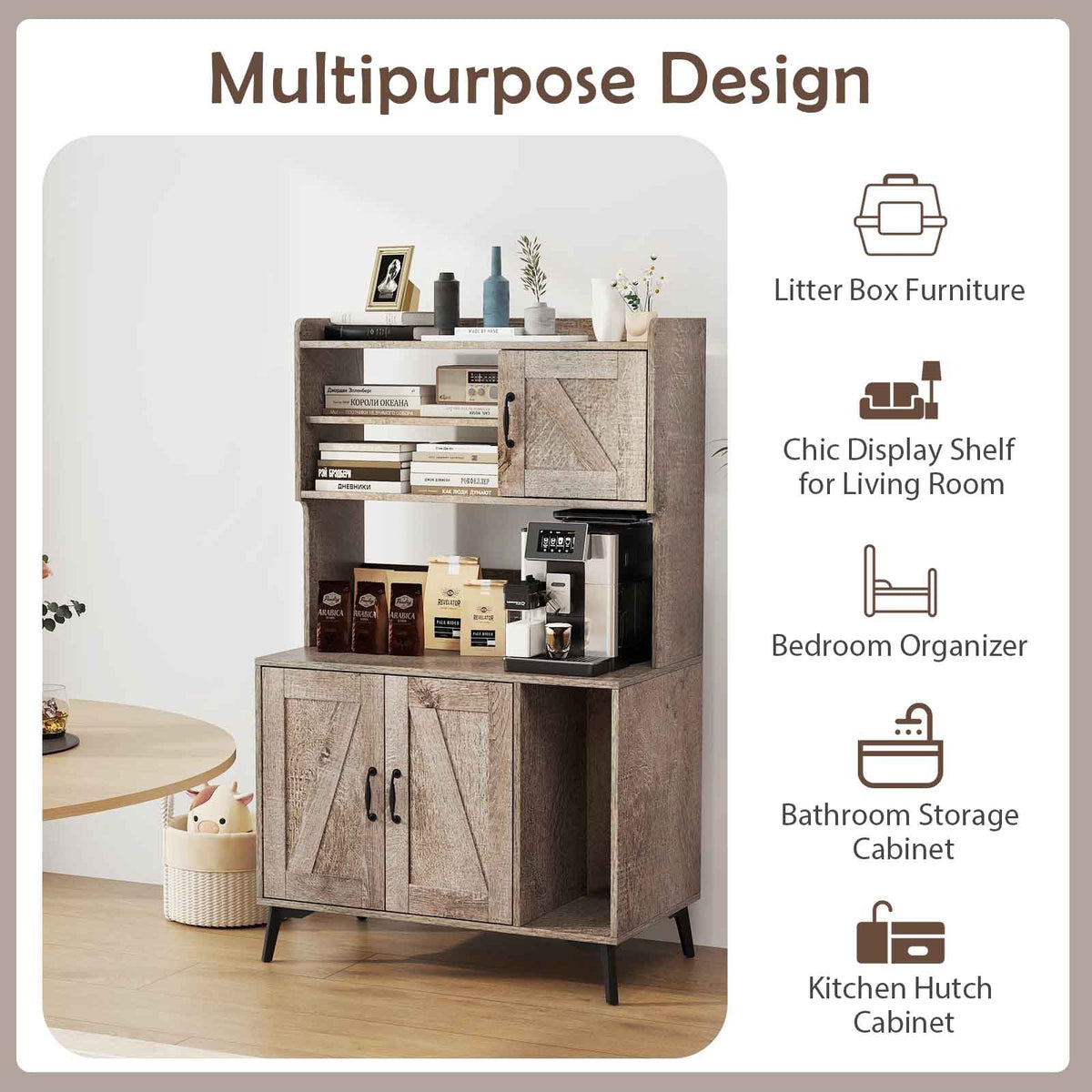 Large Cat Litter Box Enclosure, Display Storage Shelves, Oak Cat Houses at Gallery Canada