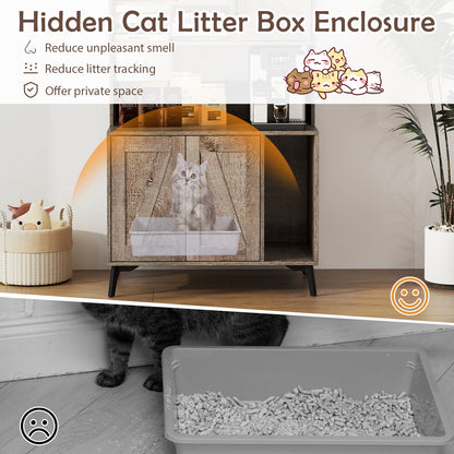 Large Cat Litter Box Enclosure, Display Storage Shelves, Oak Cat Houses at Gallery Canada