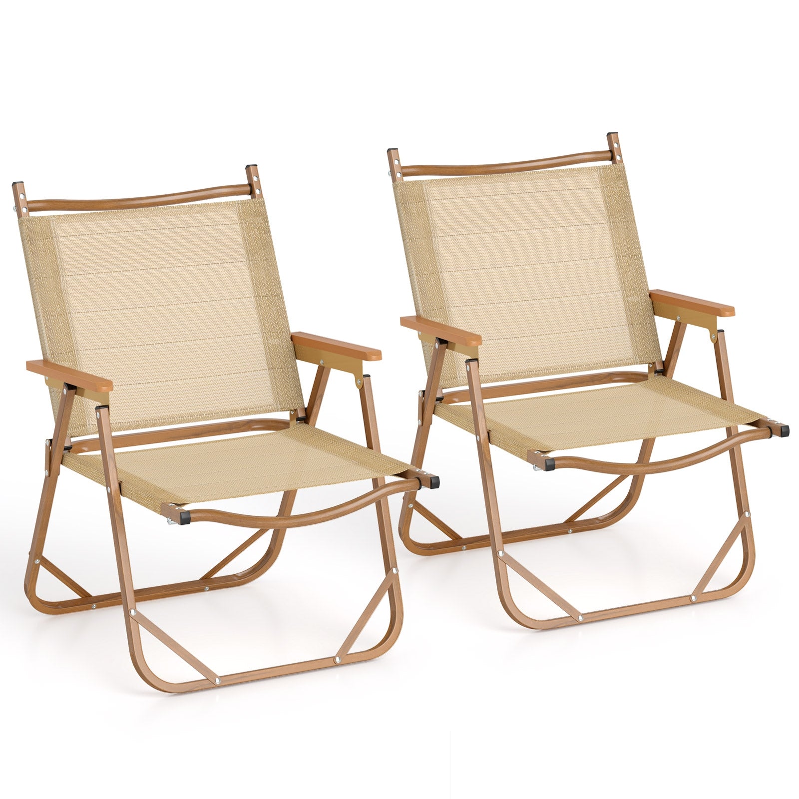 Folding Camp Chairs, Set of 2, Lightweight Beach Chairs, Beige Beach & Lawn Chairs at Gallery Canada