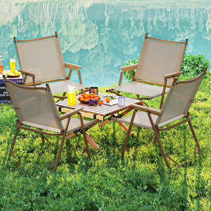 Folding Camp Chairs, Set of 2, Lightweight Beach Chairs, Beige Beach & Lawn Chairs at Gallery Canada