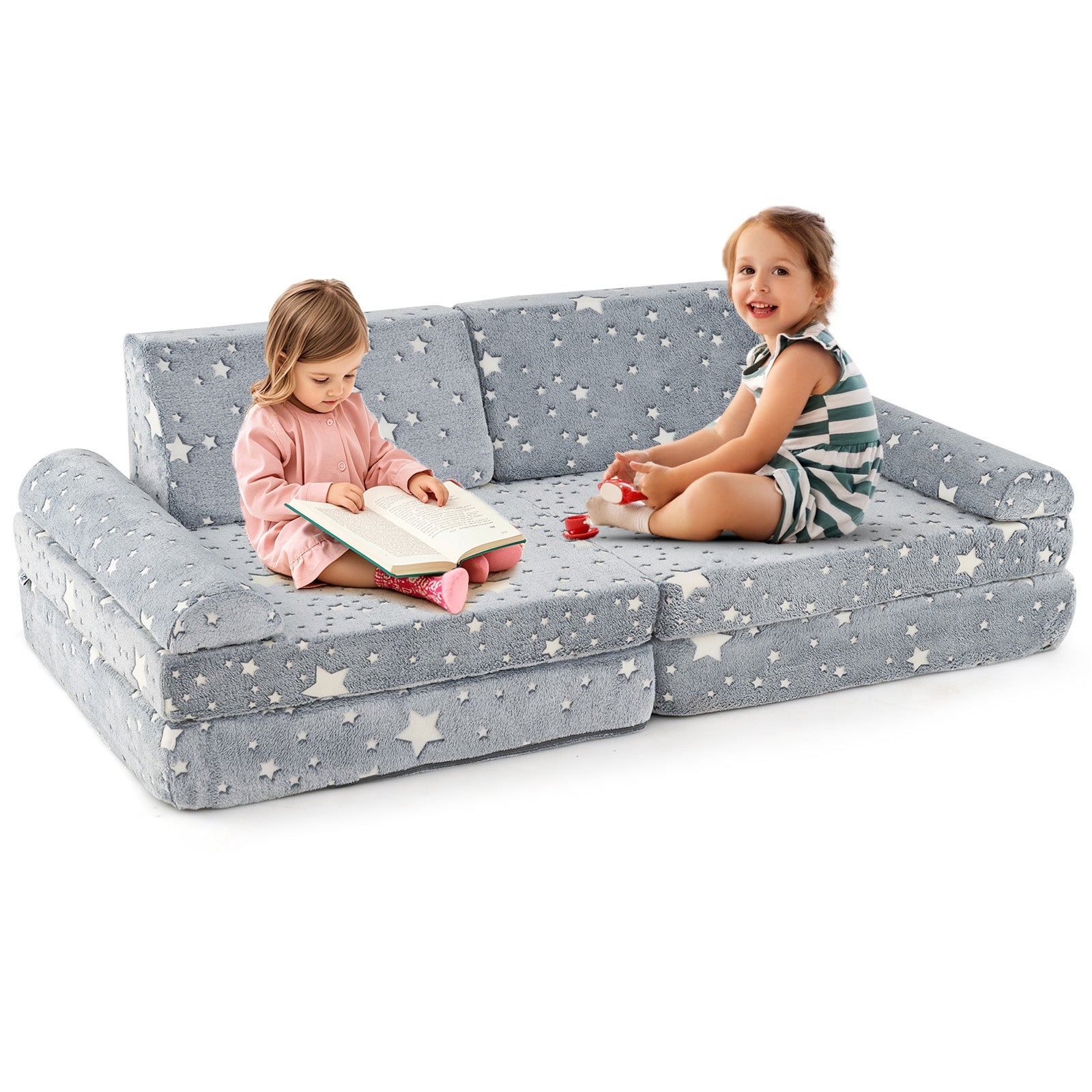 Modular Kids Play Couch, Glow In Dark, Toddler Sectional Sofa, Gray Kids Chairs & Seating Gray at Gallery Canada