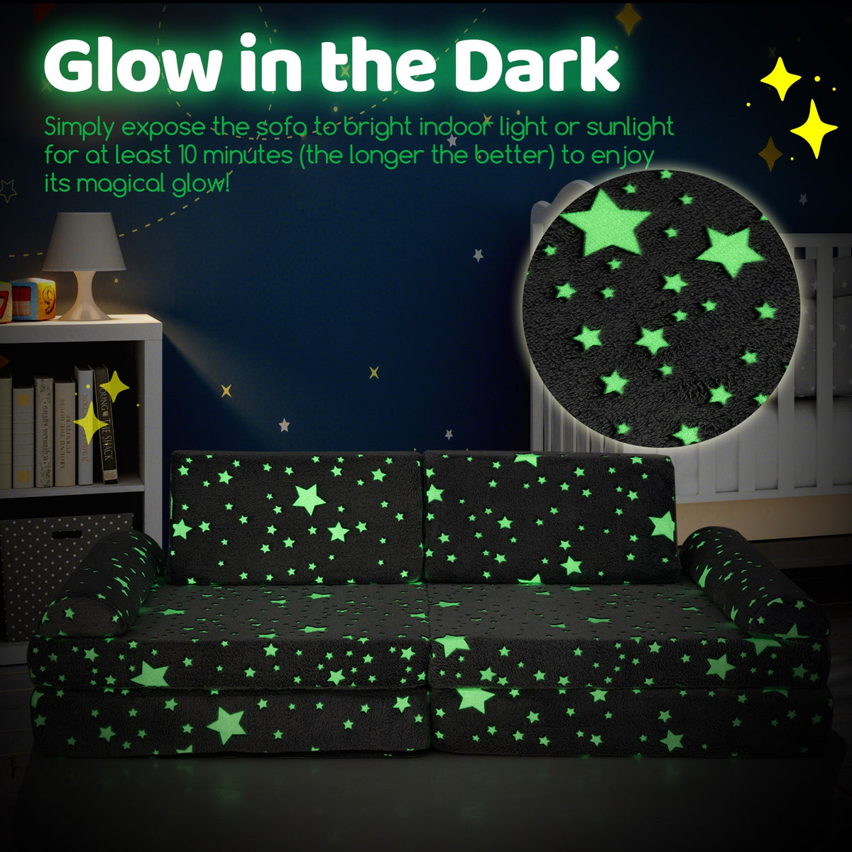 Modular Kids Play Couch, Glow In Dark, Toddler Sectional Sofa, Gray Kids Chairs & Seating at Gallery Canada